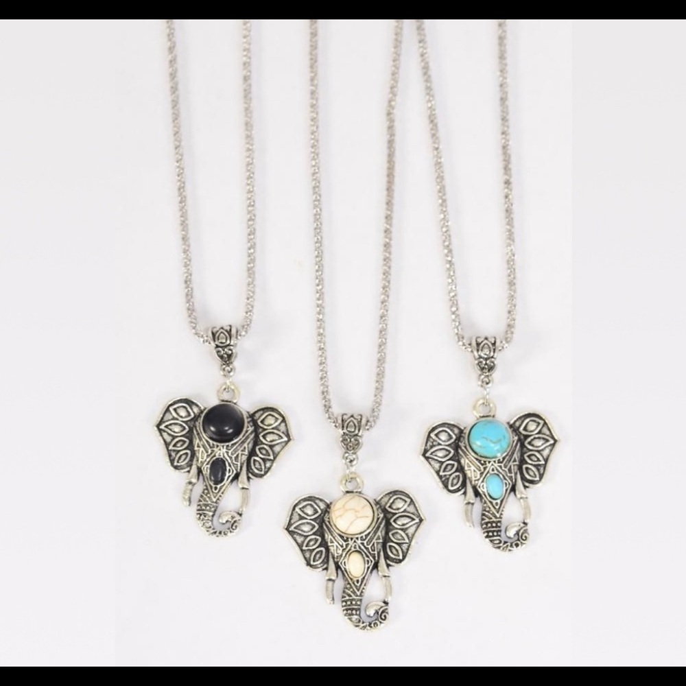 Metal Elephant Stone necklace.
